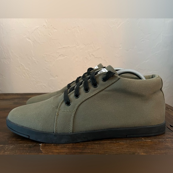 WOOBIES Men's Made In USA Canvas Army Green Mid Top Sneakers/Shoes Size US 9 - Picture 11 of 16